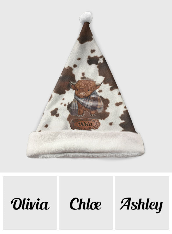 Love Highland Cow - Personalized Highland Cow Santa Claus Hat