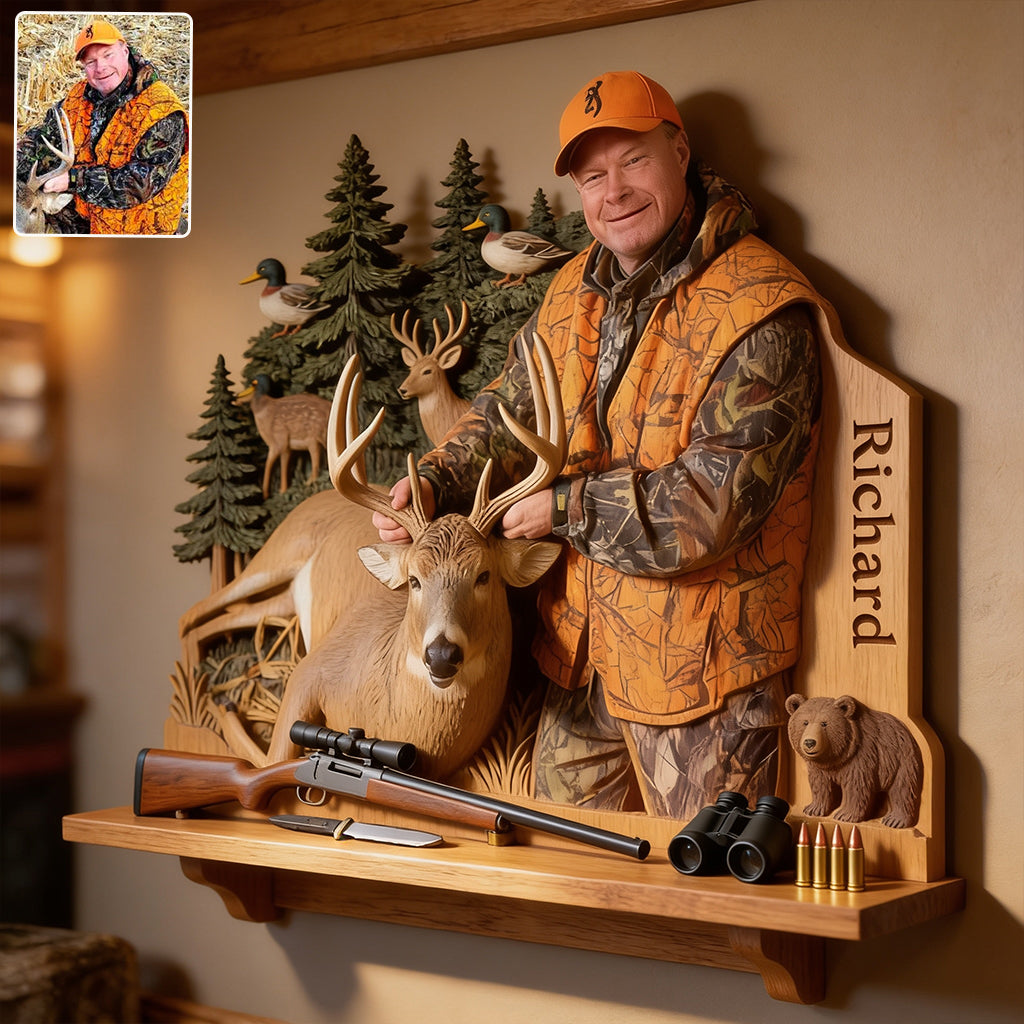 Wild Hunting - Personalized Hunting Wooden Floating Shelf
