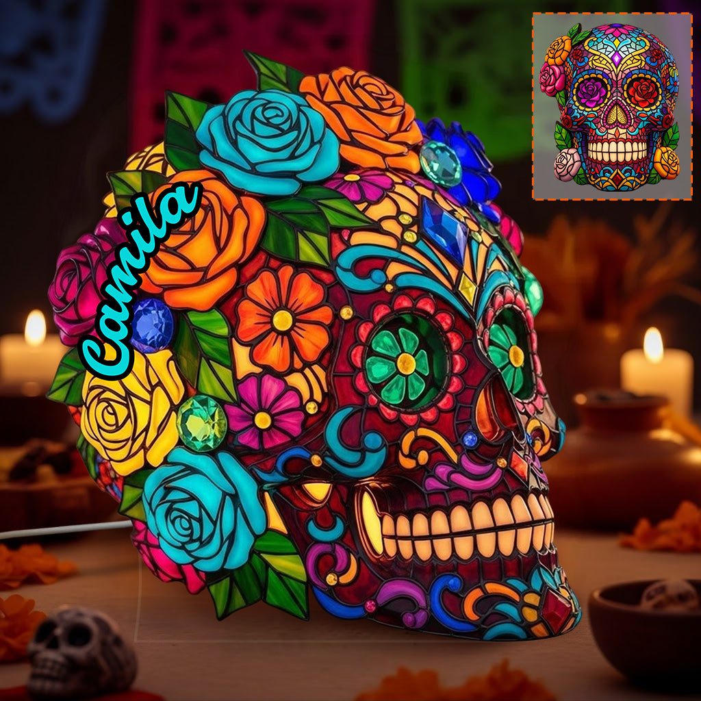 Beautiful Sugar Skull - Personalized Skull Acrylic LED Night Light