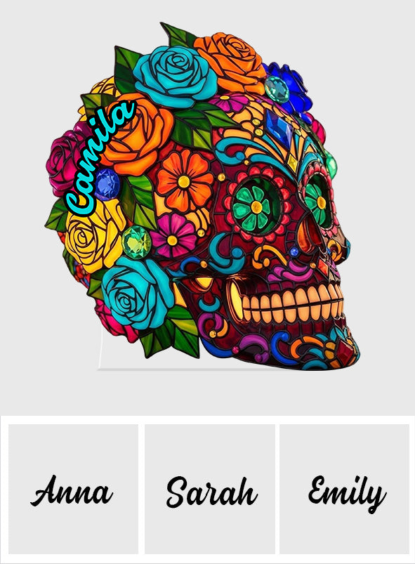 Beautiful Sugar Skull - Personalized Skull Acrylic LED Night Light