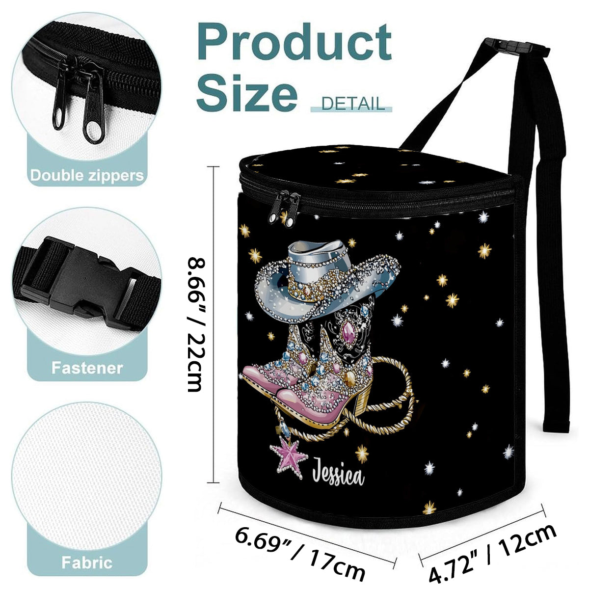 Cool Cowgirl - Personalized Cowgirl Portable Car Trash Can/ Organizer