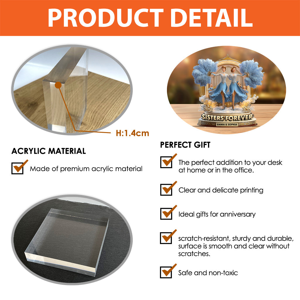 Sisters Forever - Personalized Sibling Custom Shaped Acrylic Plaque