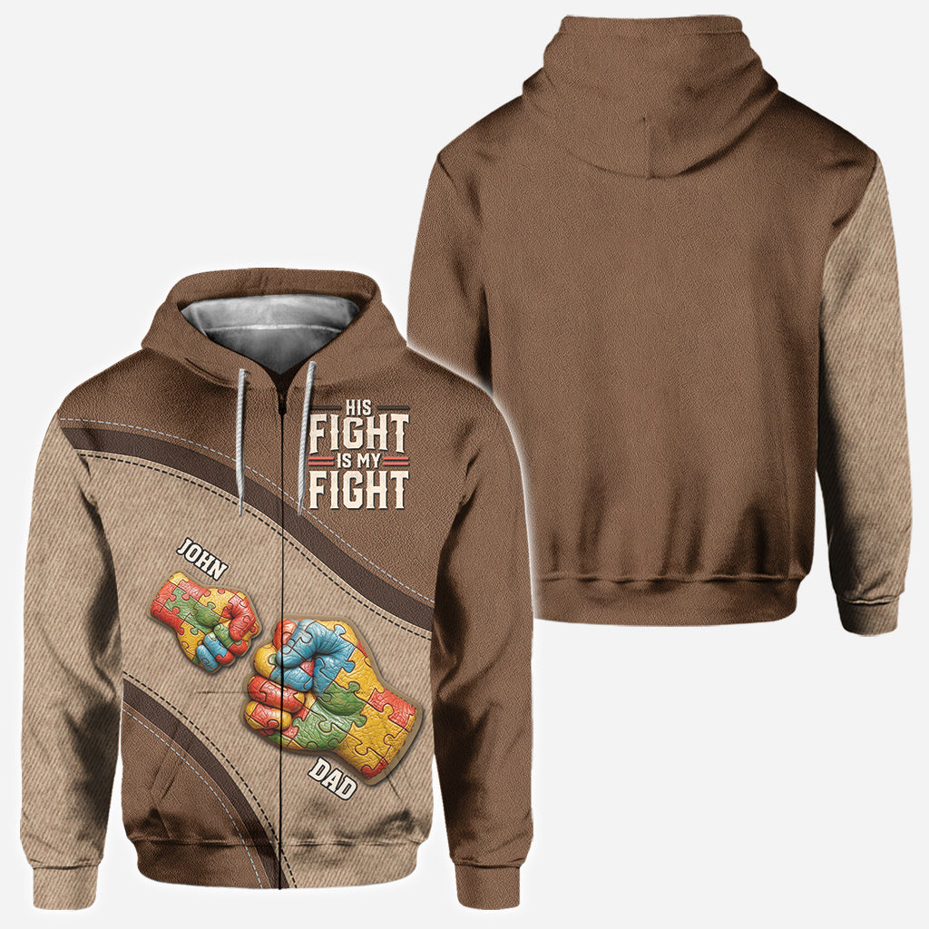 His/ Her Fight Is My Fight - Personalized Autism Awareness All Over Shirt