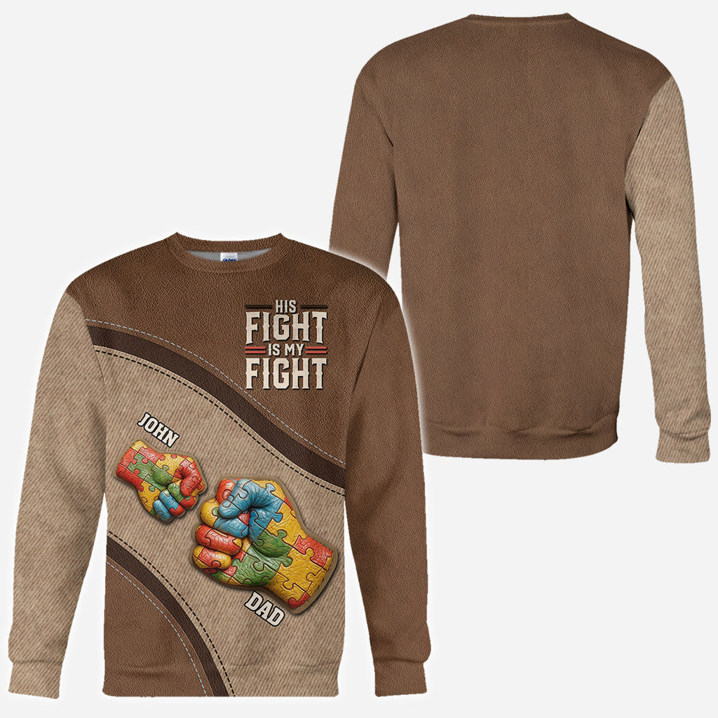 His/ Her Fight Is My Fight - Personalized Autism Awareness All Over Shirt