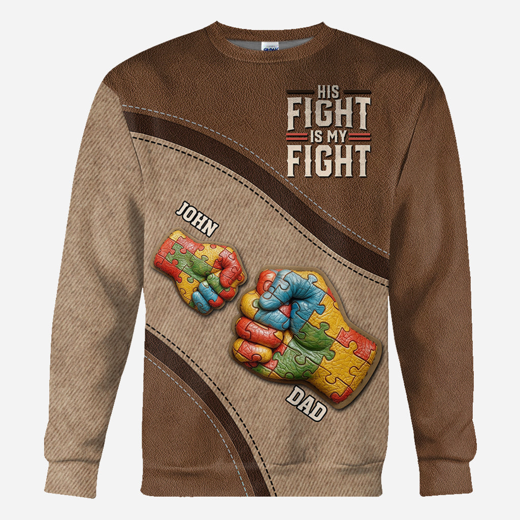 His/ Her Fight Is My Fight - Personalized Autism Awareness All Over Shirt