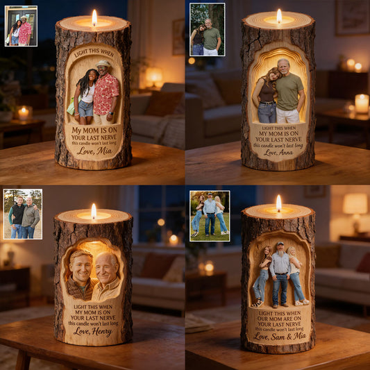 Light This Candle - Personalized Father Custom Shape Wooden Candle Holder