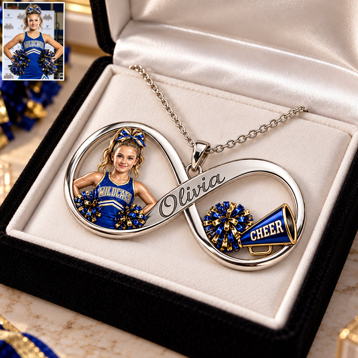 Love Being A Cheerleader - Personalized Cheerleading Shaped Metal Pendant Necklace