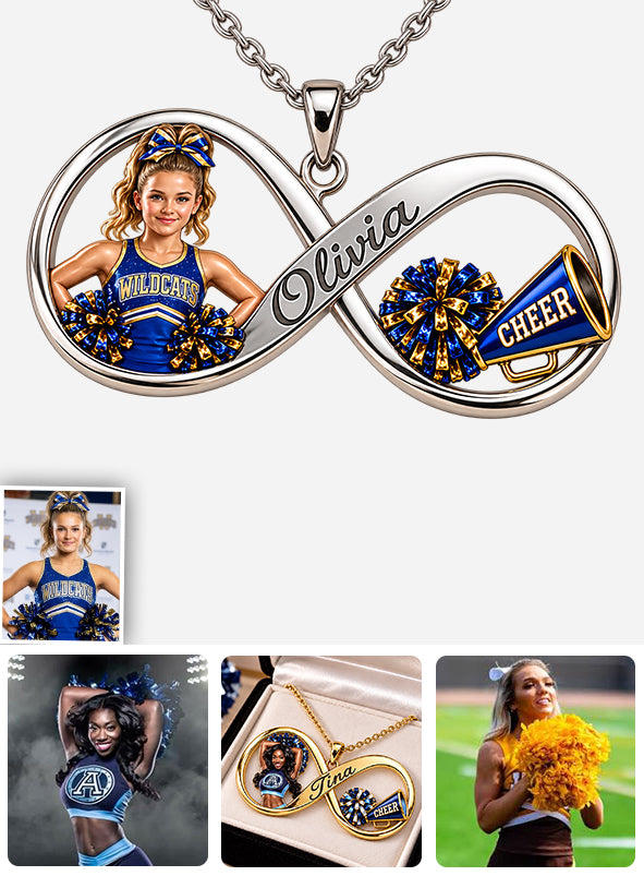 Love Being A Cheerleader - Personalized Cheerleading Shaped Metal Pendant Necklace