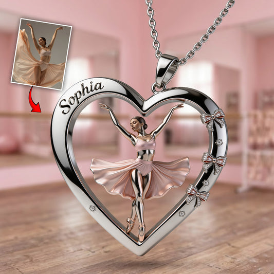 Ballet Dancer - Personalized Ballet Shaped Metal Pendant Necklace