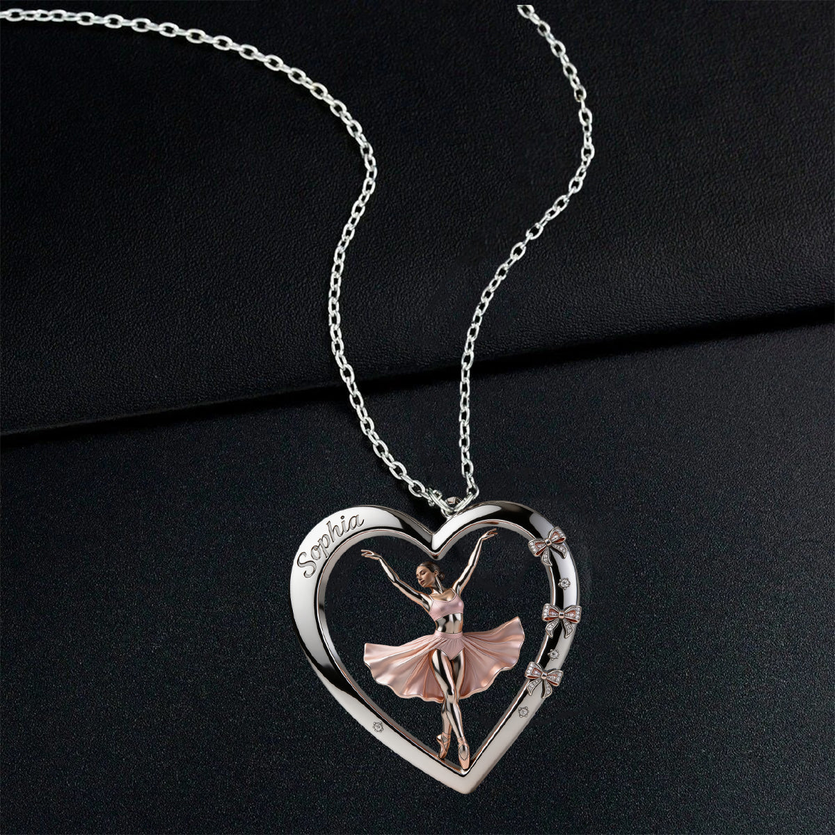 Ballet Dancer - Personalized Ballet Shaped Metal Pendant Necklace