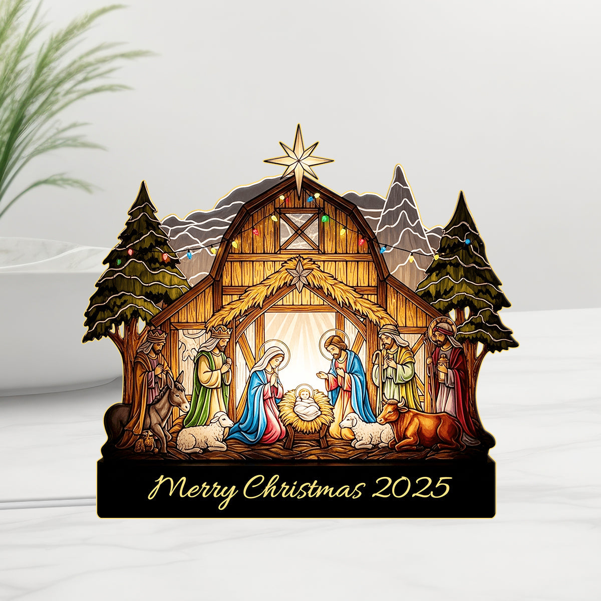 Merry Christmas - Personalized Christian Acrylic LED Night Light