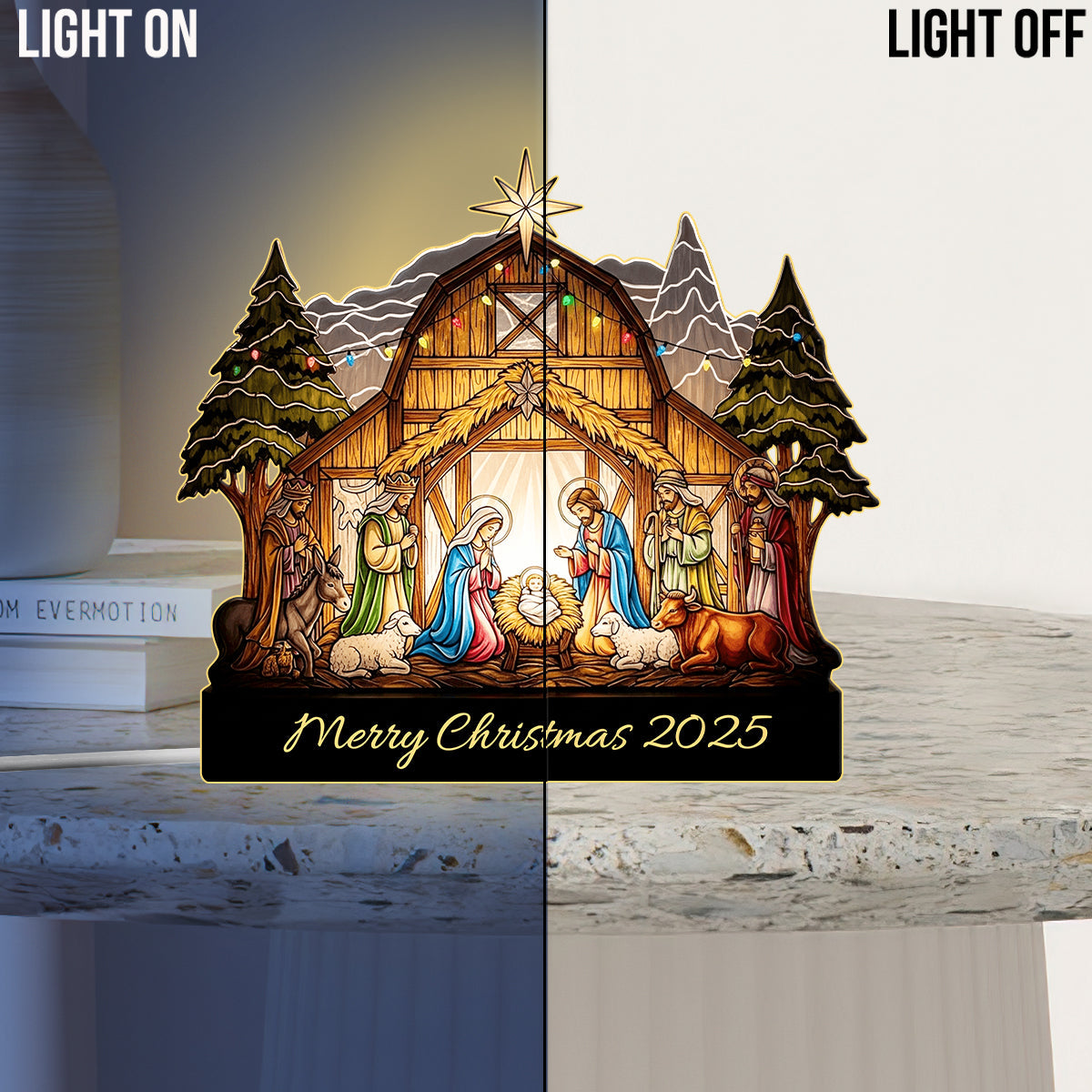 Merry Christmas - Personalized Christian Acrylic LED Night Light