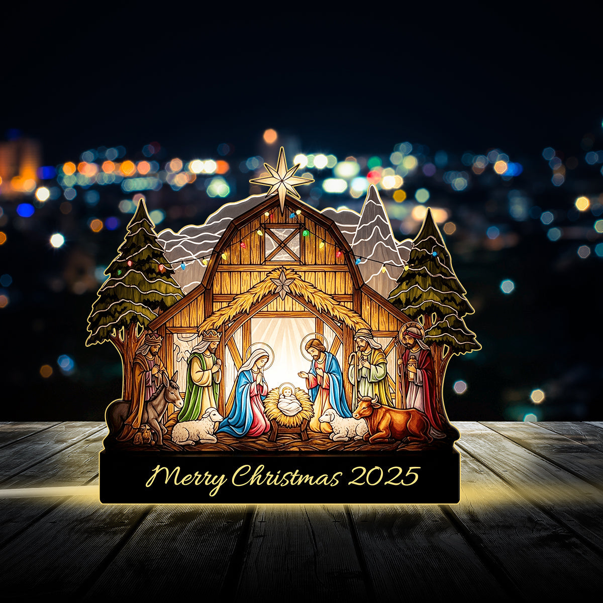 Merry Christmas - Personalized Christian Acrylic LED Night Light