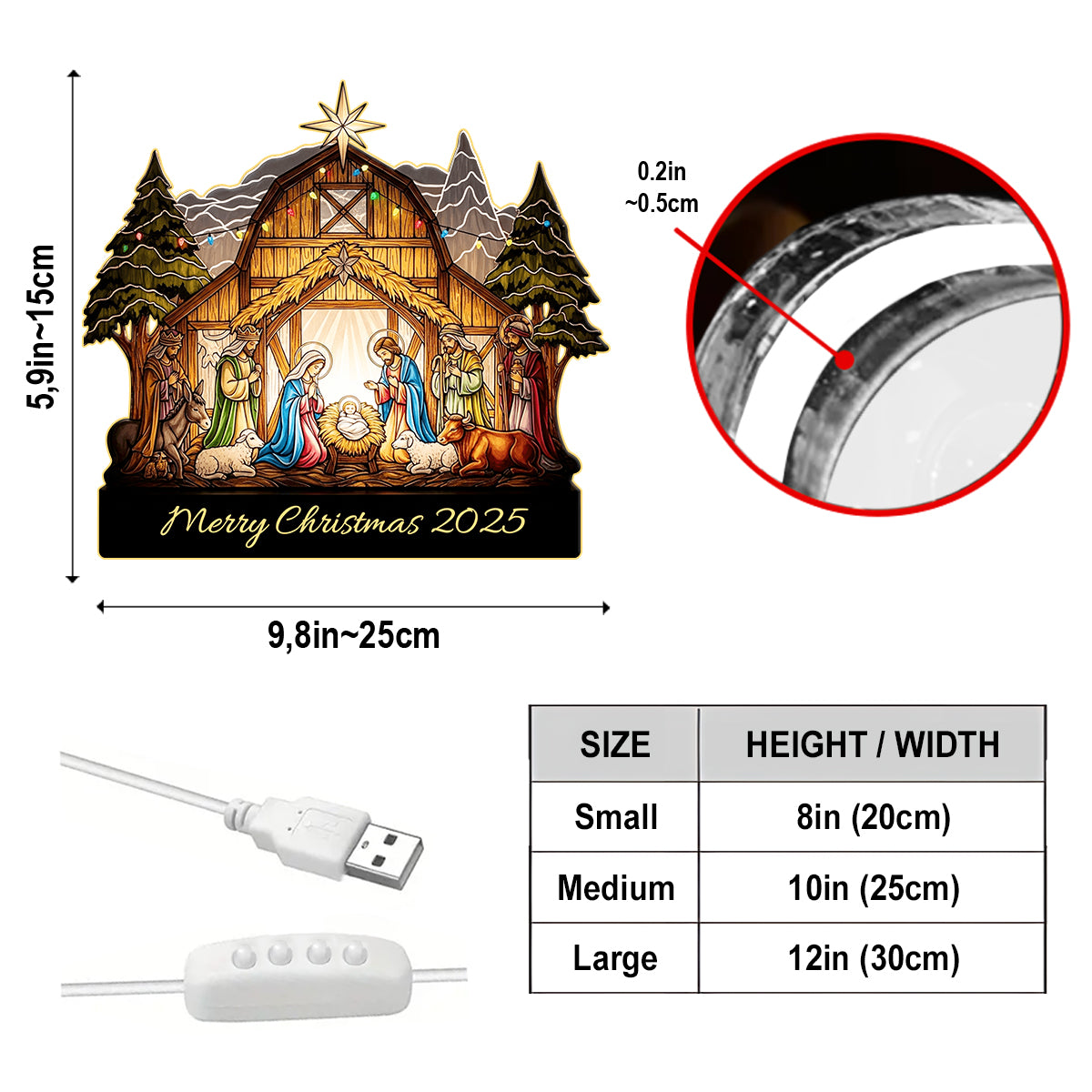 Merry Christmas - Personalized Christian Acrylic LED Night Light