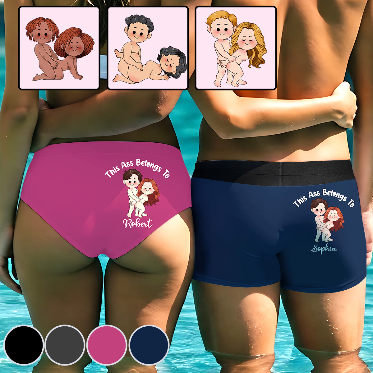 This Ass Is Taken Gift For Her Or Him - Personalized Couple Women Briefs & Men Boxer Briefs