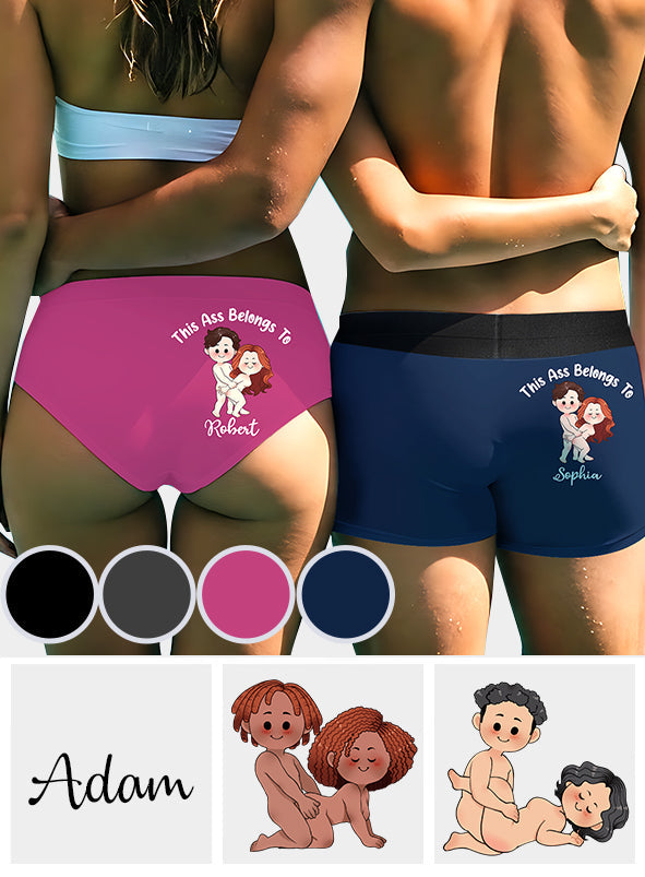 This Ass Is Taken Gift For Her Or Him - Personalized Couple Women Briefs & Men Boxer Briefs