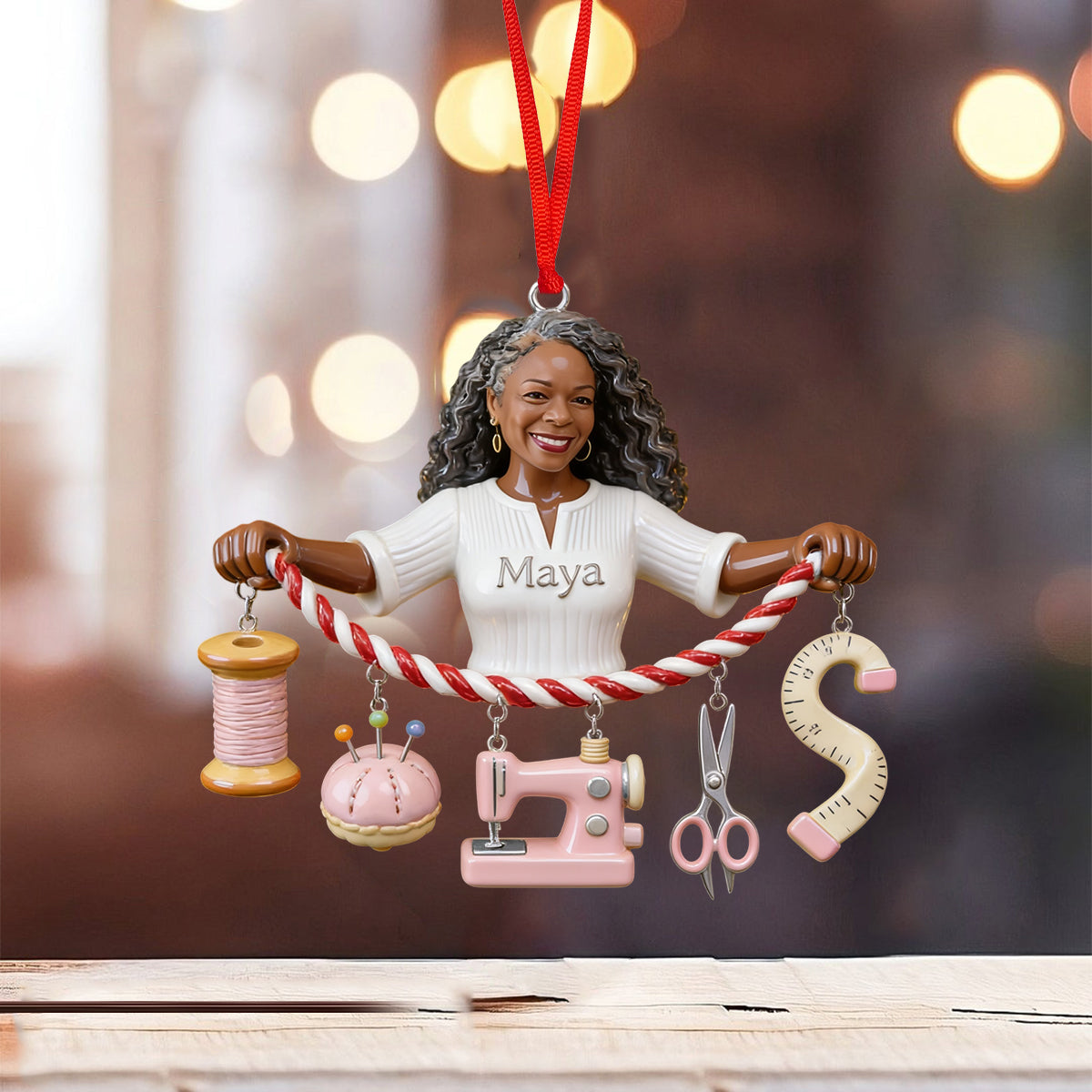 Sew Much Joy This Christmas - Personalized Sewing Ornament With Charm