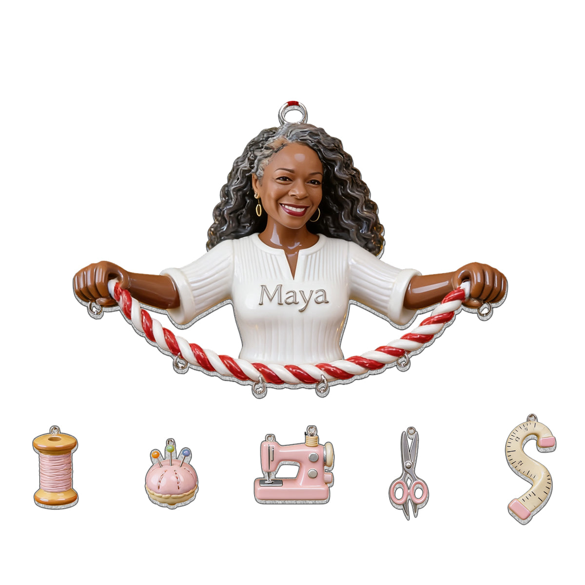 Sew Much Joy This Christmas - Personalized Sewing Ornament With Charm
