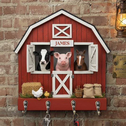 The Red Barn - Personalized Farmer Custom Shaped Hanging Rack