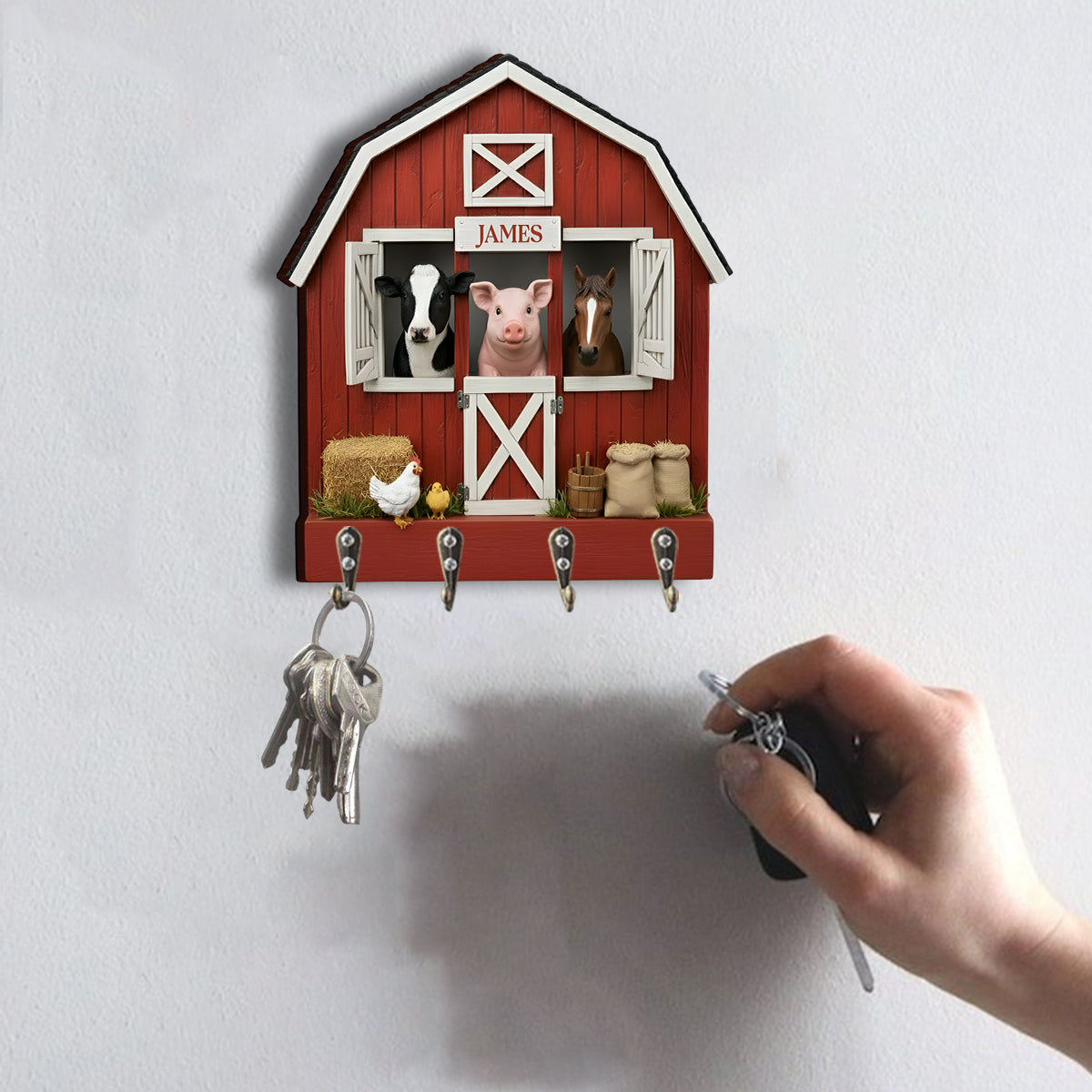 The Red Barn - Personalized Farmer Custom Shaped Hanging Rack