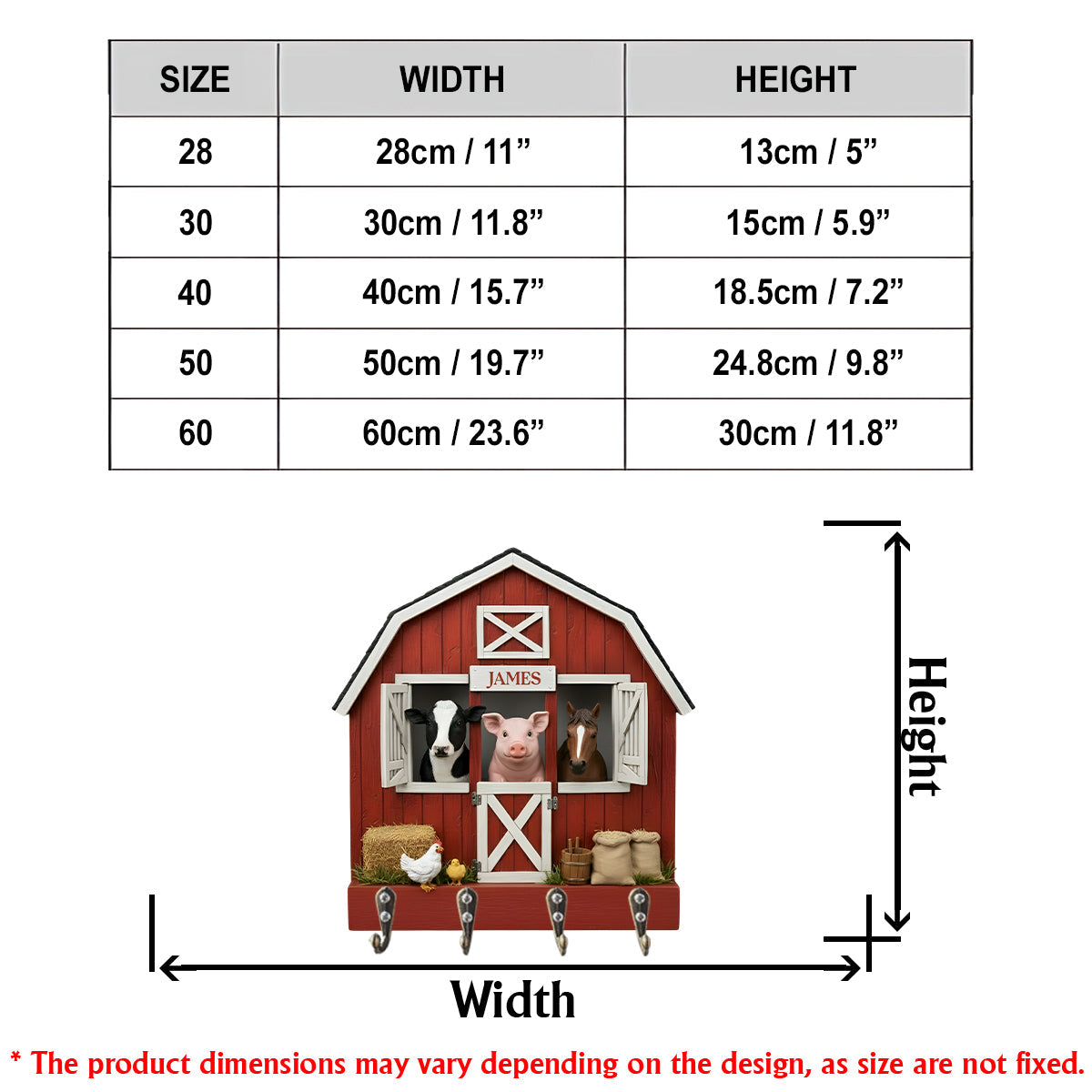 The Red Barn - Personalized Farmer Custom Shaped Hanging Rack