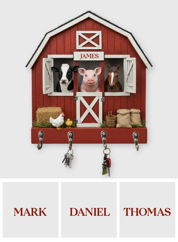 The Red Barn - Personalized Farmer Custom Shaped Hanging Rack