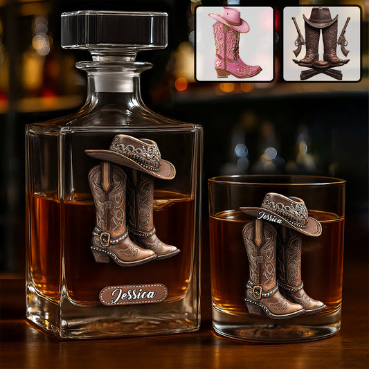 Western Spirit - Personalized Cowgirl Whiskey Decanter Set