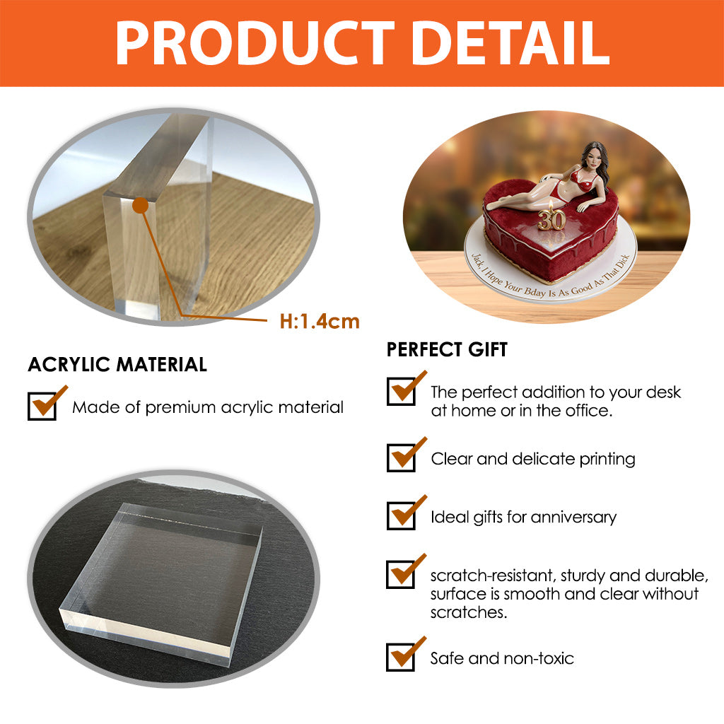 Birthday Cake - Personalized Spicy Couple Custom Shaped Acrylic Plaque