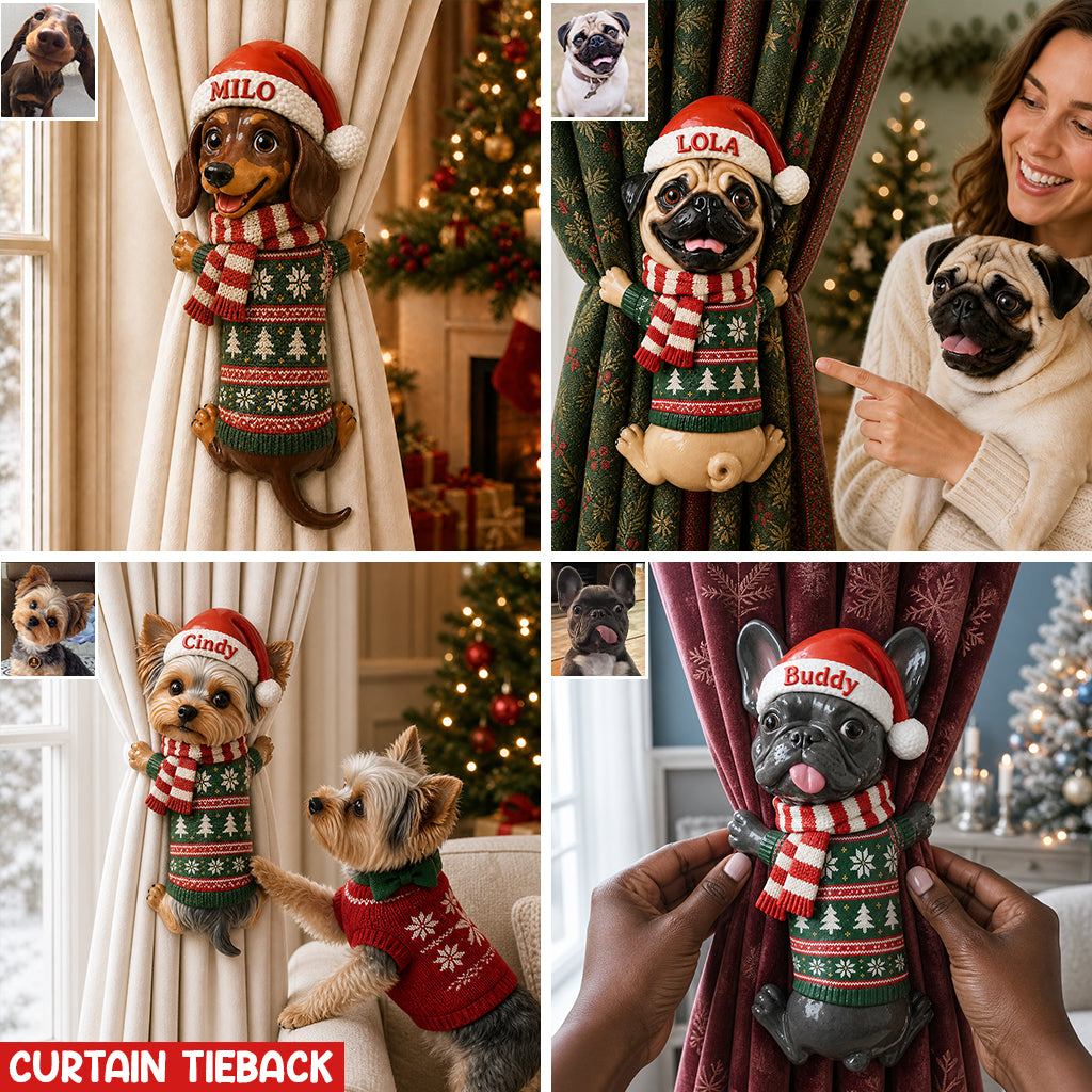 Funny Pet Christmas Gift - Personalized Dog Curtain Tieback