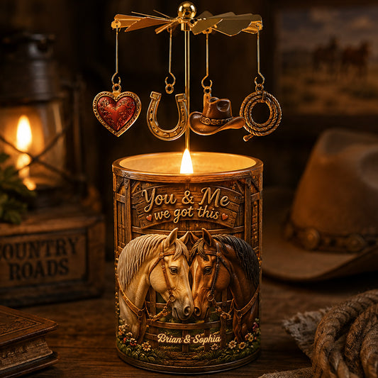 You & Me - Personalized Horse Spinning Candle Holder