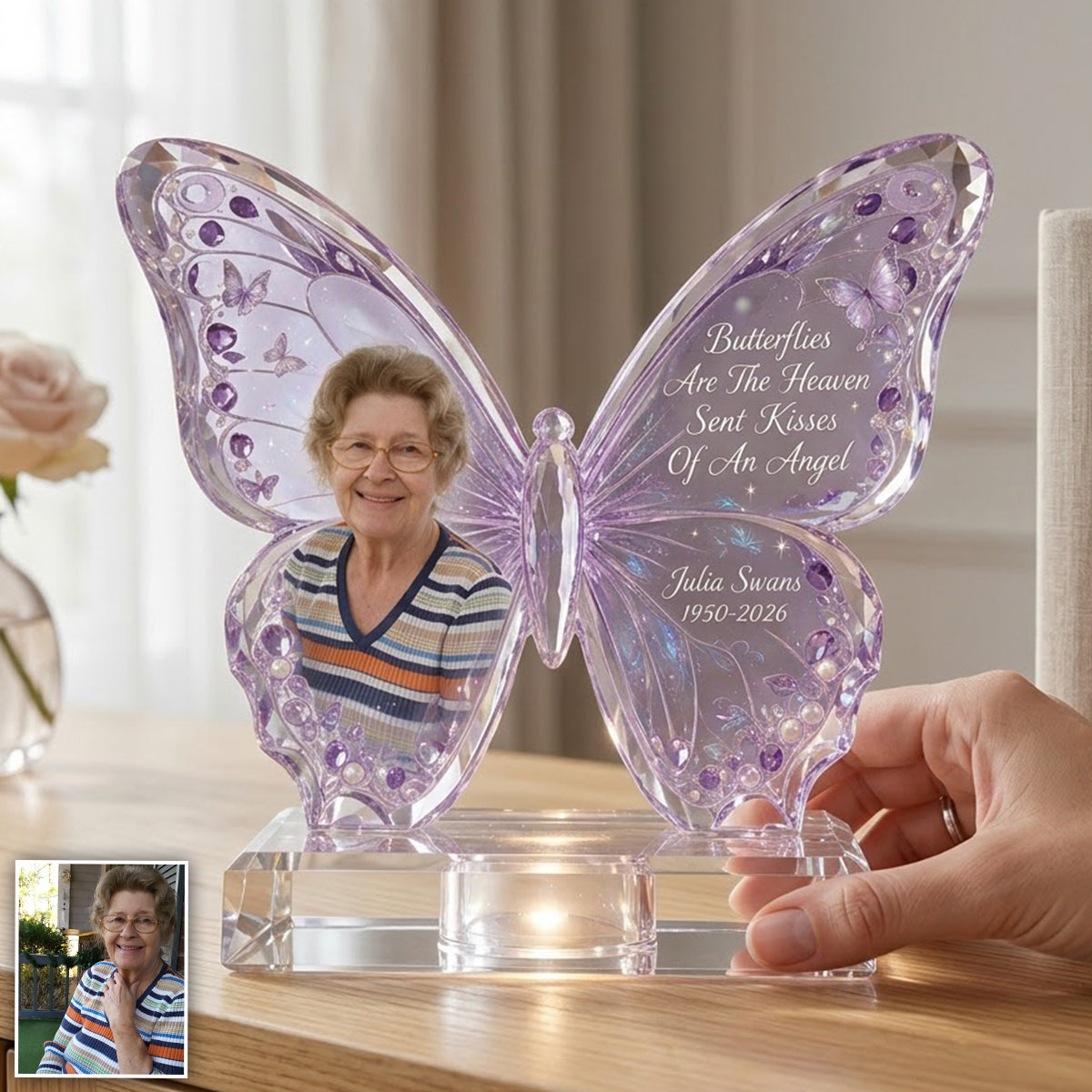 Kisses Of Heaven - Personalized Memorial Custom Shaped Acrylic Plaque