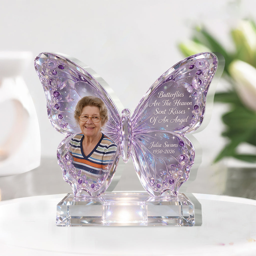 Kisses Of Heaven - Personalized Memorial Custom Shaped Acrylic Plaque