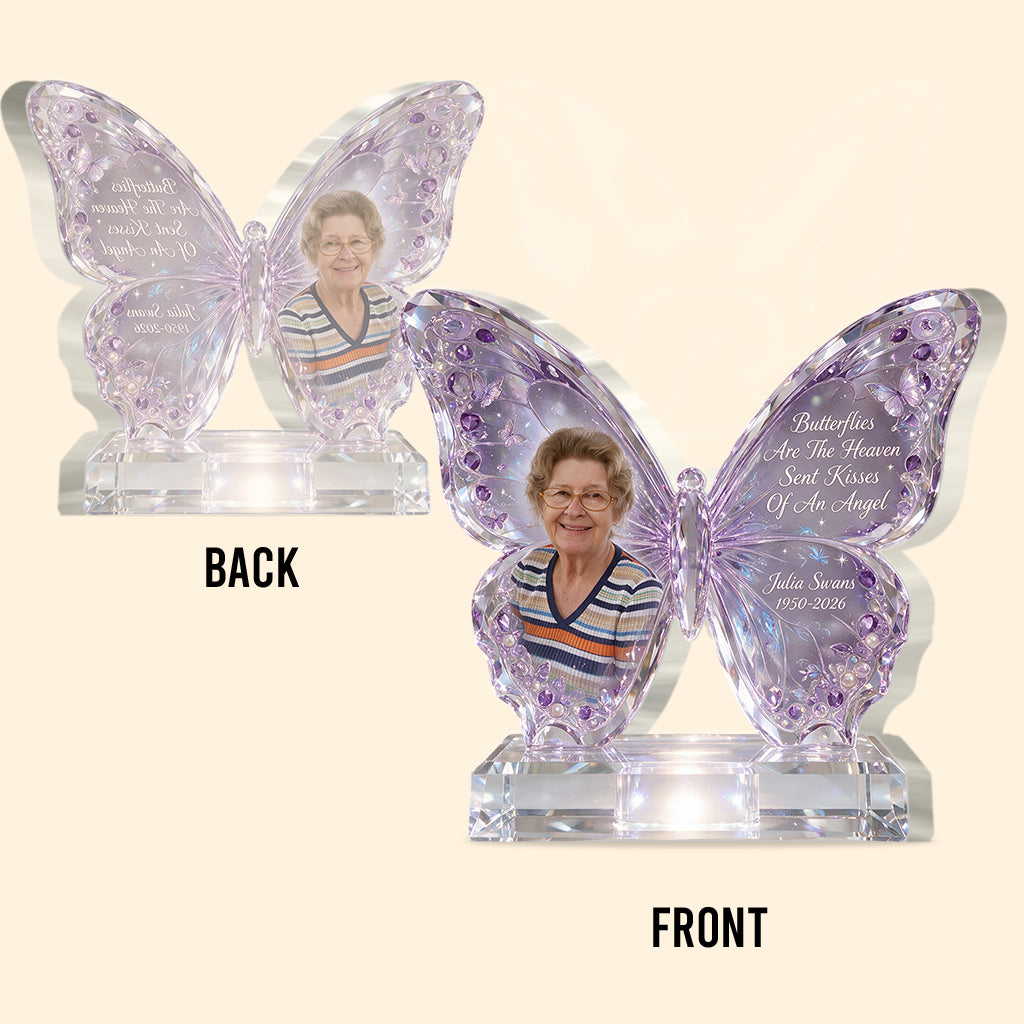 Kisses Of Heaven - Personalized Memorial Custom Shaped Acrylic Plaque