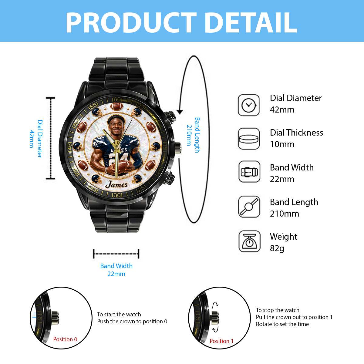 Game Day - Personalized Football Hand Watch