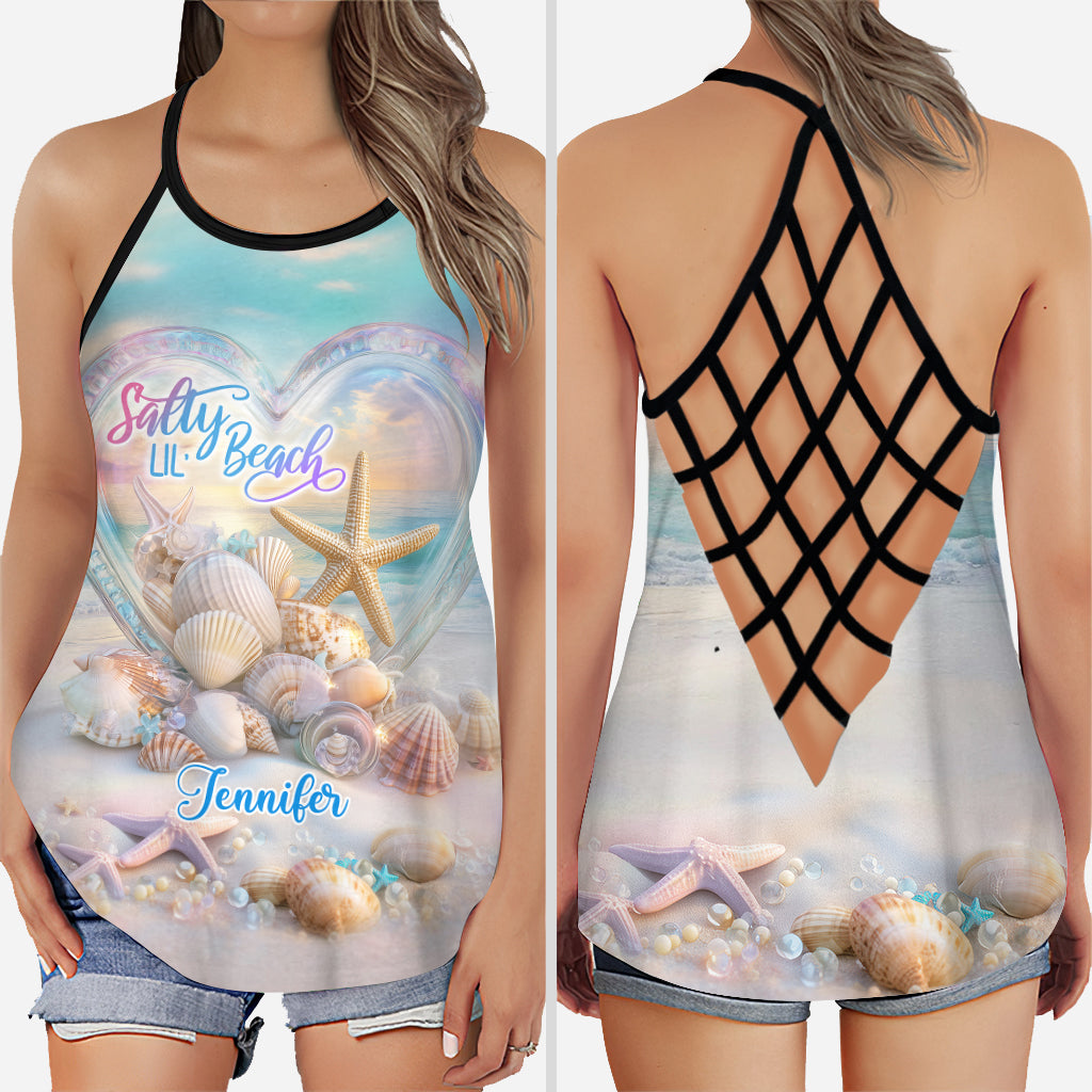 Salty Lil Beach - Personalized Sea Lover Cross Tank Top and Leggings