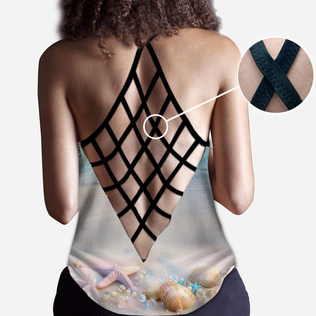 Salty Lil Beach - Personalized Sea Lover Cross Tank Top and Leggings