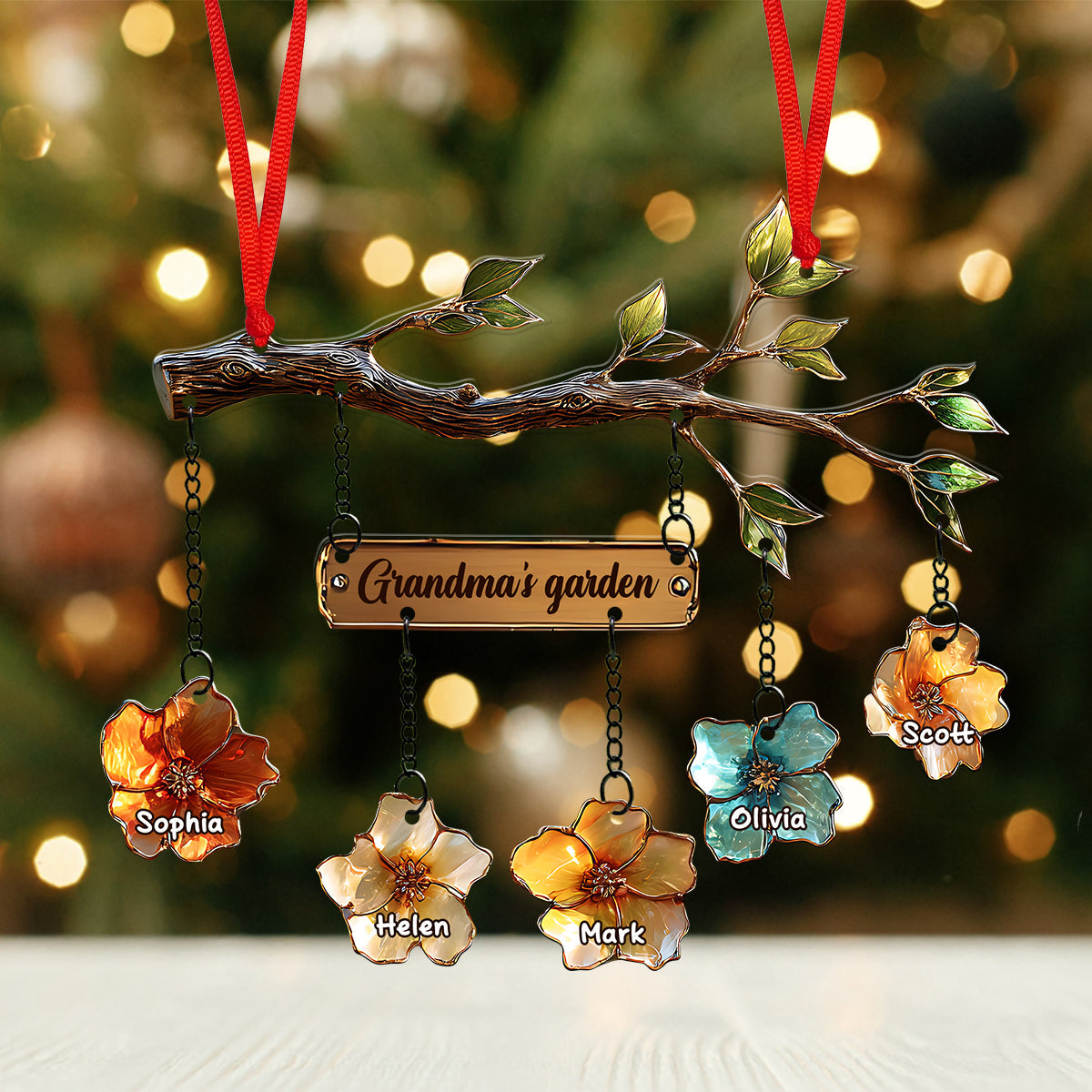 Grandma's Garden - Personalized Grandma Ornament With Charm