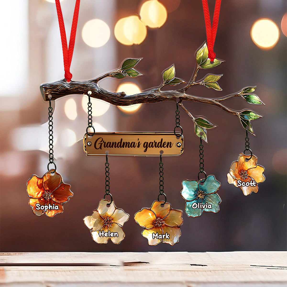Grandma's Garden - Personalized Grandma Ornament With Charm