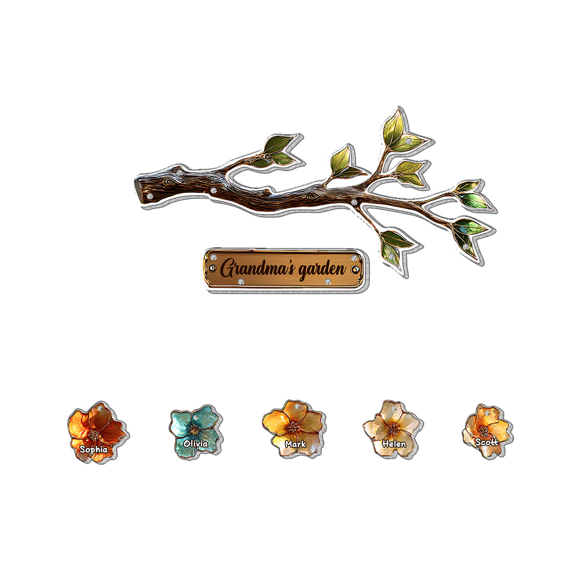 Grandma's Garden - Personalized Grandma Ornament With Charm