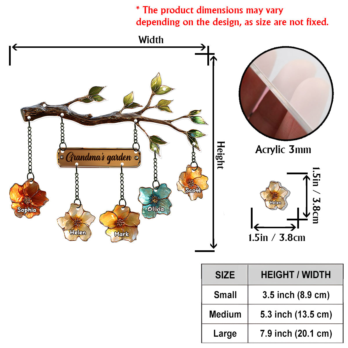 Grandma's Garden - Personalized Grandma Ornament With Charm