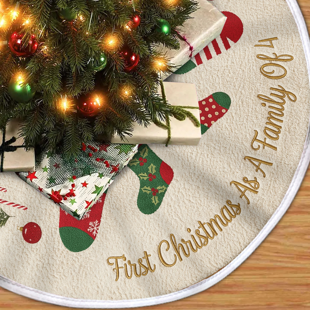 First Christmas As A Family Of - Personalized Family Tree Skirt