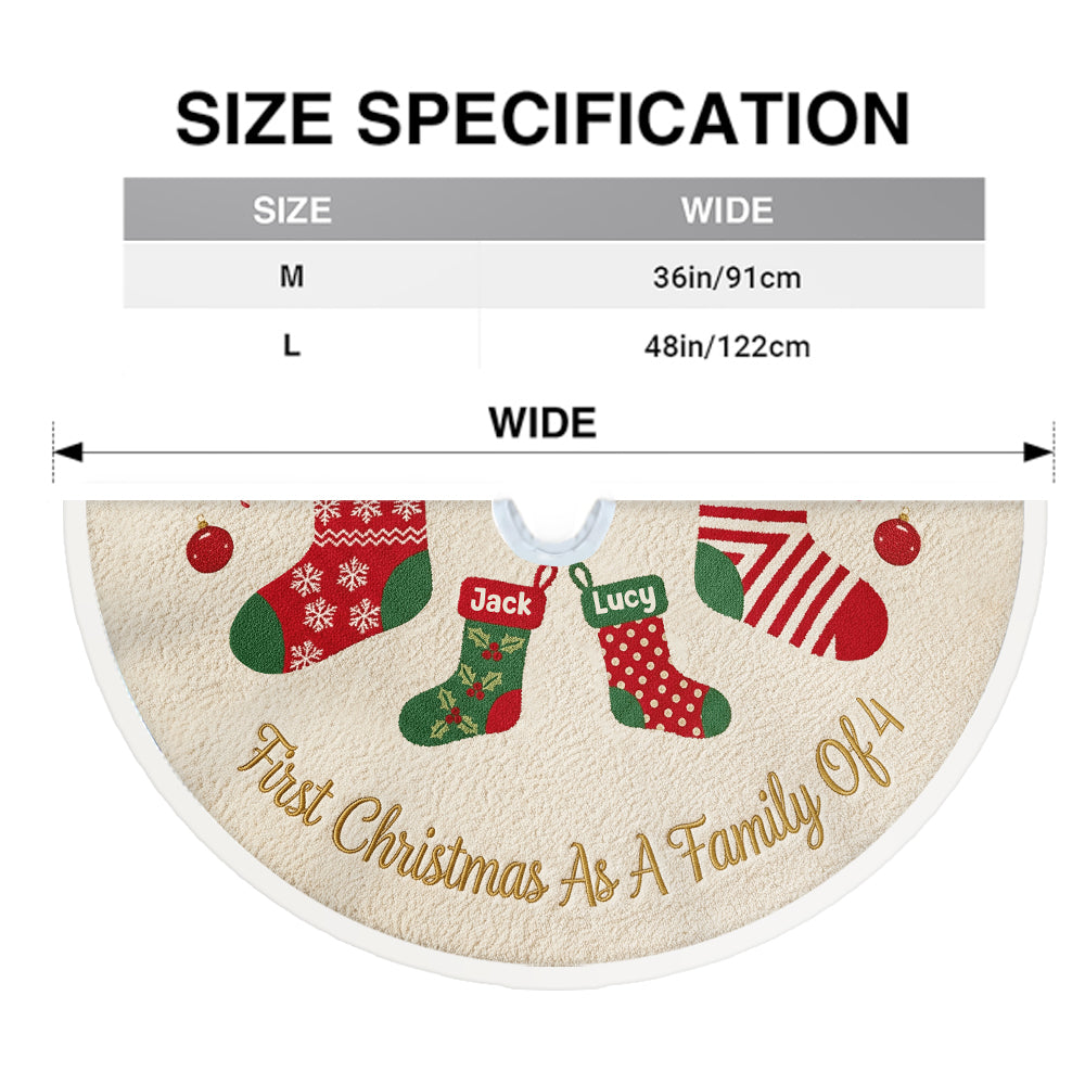 First Christmas As A Family Of - Personalized Family Tree Skirt