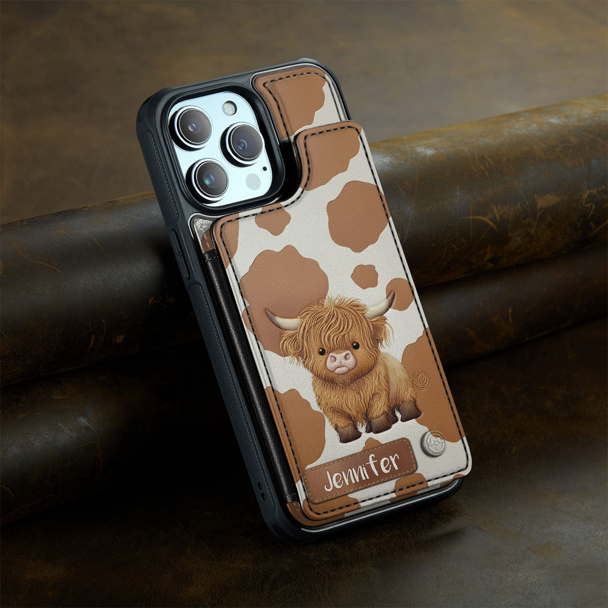 Love Highland Cow - Personalized Highland Cow Fully Printed Wallet Phone Case
