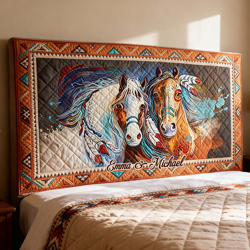 Horse Couple - Personalized Horse Headboard Slipcover