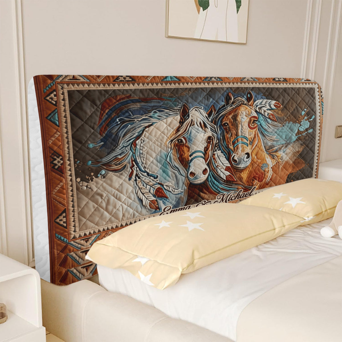 Horse Couple - Personalized Horse Headboard Slipcover