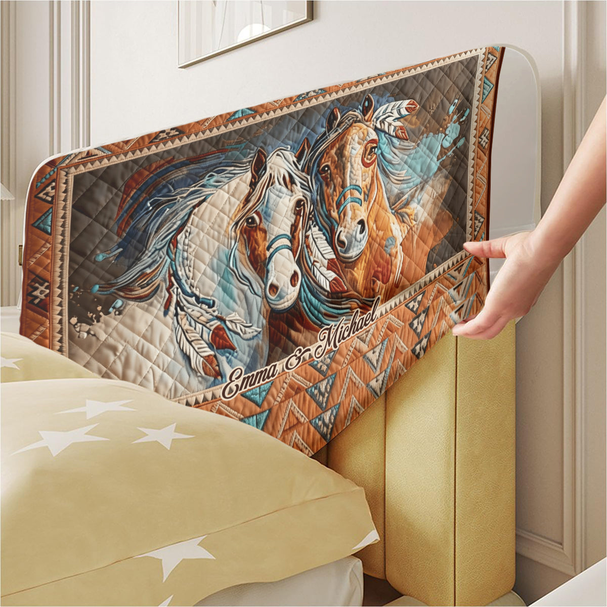 Horse Couple - Personalized Horse Headboard Slipcover