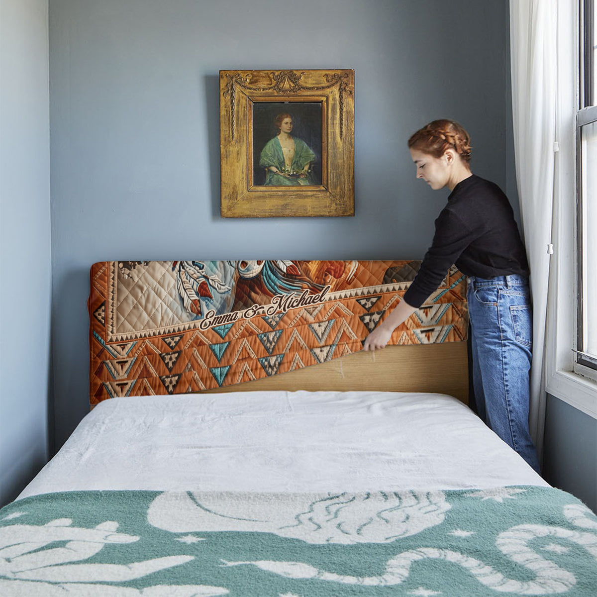 Horse Couple - Personalized Horse Headboard Slipcover