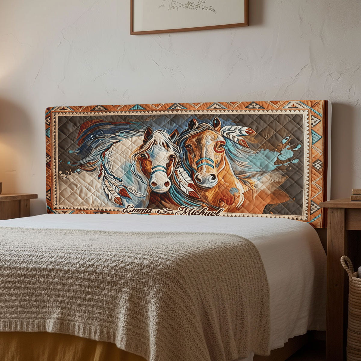Horse Couple - Personalized Horse Headboard Slipcover