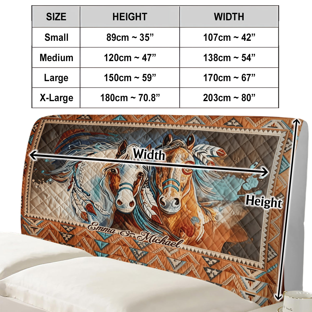 Horse Couple - Personalized Horse Headboard Slipcover