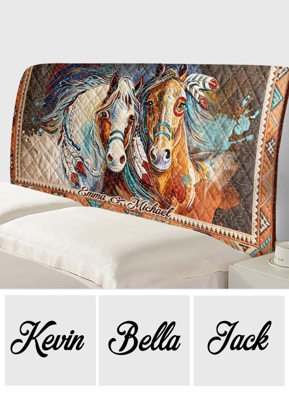 Horse Couple - Personalized Horse Headboard Slipcover